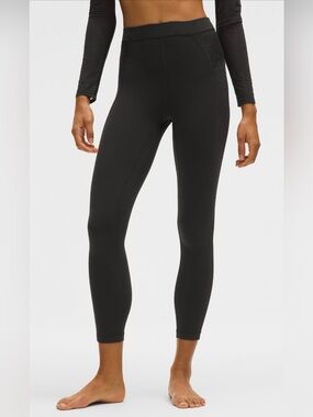 lululemon athletica Black High-Waist Leggings with Sheer Patterned Panels